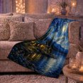 thumbnail image 6 of Moonlit Cabin by Lake in Starry Forest, Cozy Rustic Style for Cabin Lovers, Winter Lakeside Scene and Christmas Gift, Soft Flannel Blanket for Cabin and Bedroom, Home Decor, 6 of 9
