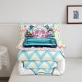 thumbnail image 4 of Happy Easter Adults Comforter Set,Cartoon Rabbit Spring Truck Animal Kawaii Bedding Set All Season,Colorful Easter Eggs Carrots Wavy Striped Comforter 3 Pcs with 2 Pillowcases,King Size, 4 of 6