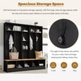 thumbnail image 4 of 66.9"W 4 in 1 Hall Tree with Storage Bench, Minimalist Shoe Cabinet with Cube Storage & Shelves, Entryway Bench with Coat Rack, 8 Hooks and Open Shelves for Entryways, Mudroom, Black, 4 of 9