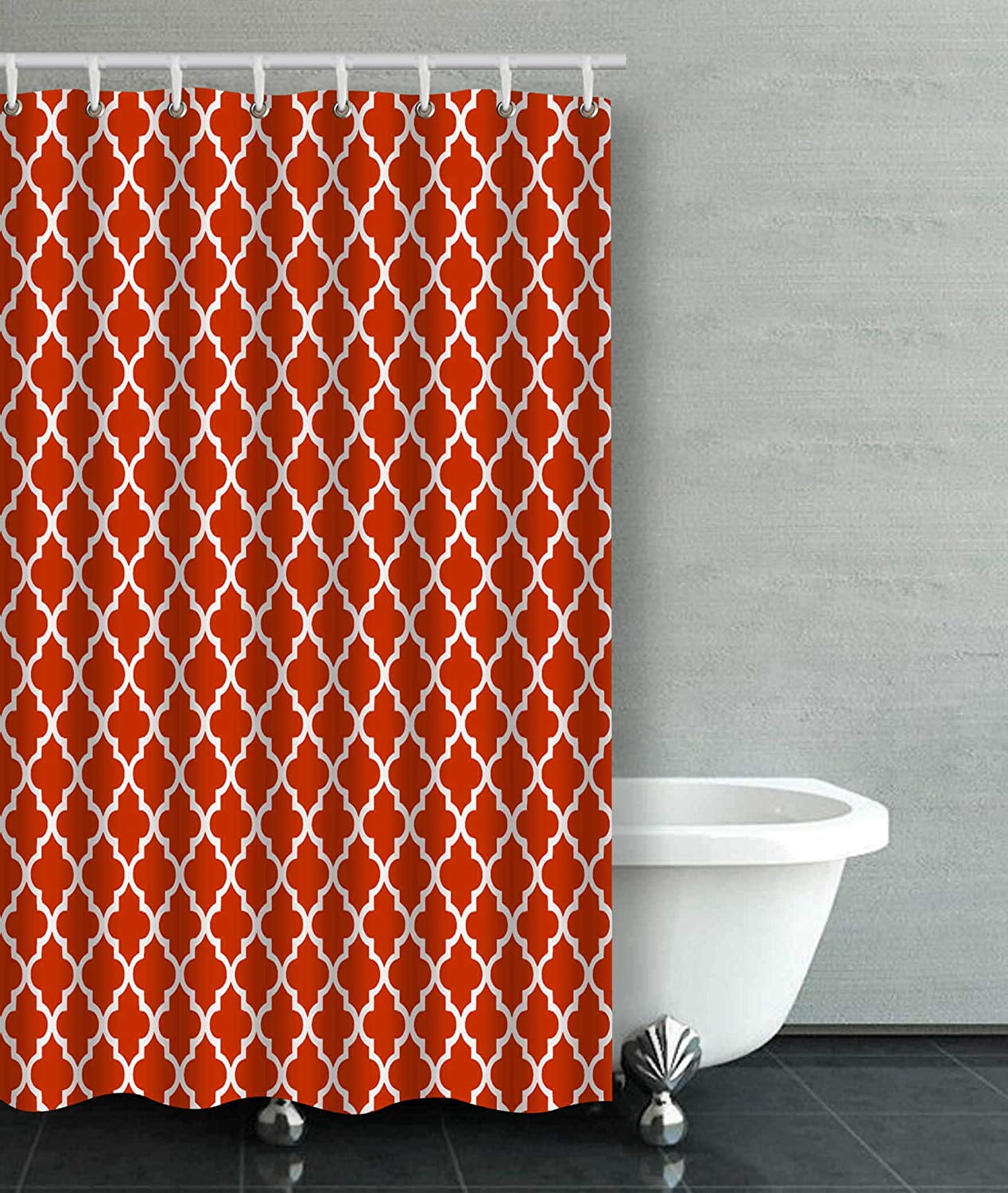 WOPOP Trendy Burnt Orange Moroccan Pattern Bathroom Shower Curtain 48x72 inches