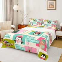 Castle Fairy Penguin Bear 4-Piece King Kids’ Christmas Cartoon Animal Microfiber Bed Sheets