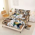 thumbnail image 2 of Castle Fairy Jungle Deer Queen Sheets 4 Pieces,Watercolor Leopard Print Boho Aztec Queen Sheet Sets,Sepia Orange Cream,1 Fitted Sheet, 1 Flat Sheet and 2 Pillowcases, 2 of 6
