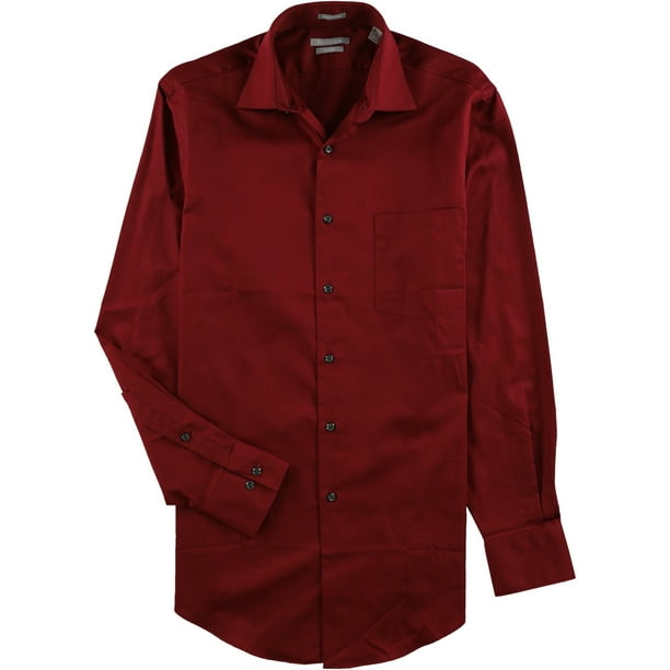 Van Heusen Van Heusen Mens Lux Sateen Button Up Dress Shirt, Red, 17