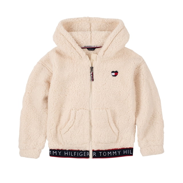 Sudadera con capucha Tommy Hilfiger para niñas con cierre completo Pearl Sherpa