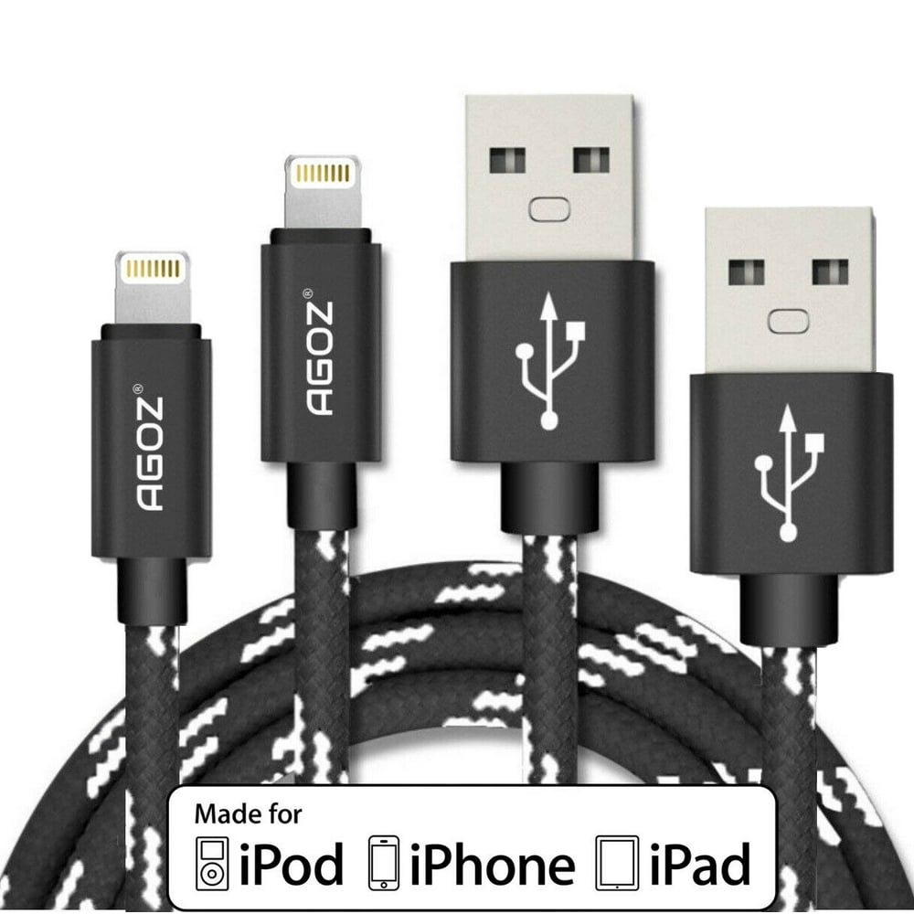 2Pack AGOZ Apple MFI Certified 10ft Lightning Cable Fast Charger Cord
