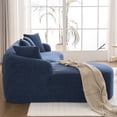 thumbnail image 2 of HUTWIFE 100" Modern Luxury Plush Chenille Sofa With 4 Throw Pillows For Living Room Bedroom Apartment, navy blue, 2 of 9