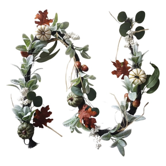 5.9ft Artificial Maple Leaves And Vines Hanging Decorations, Fall Decor Wreath With Light String For Thanksgiving Table Centerpiece Home Porch Fireplace