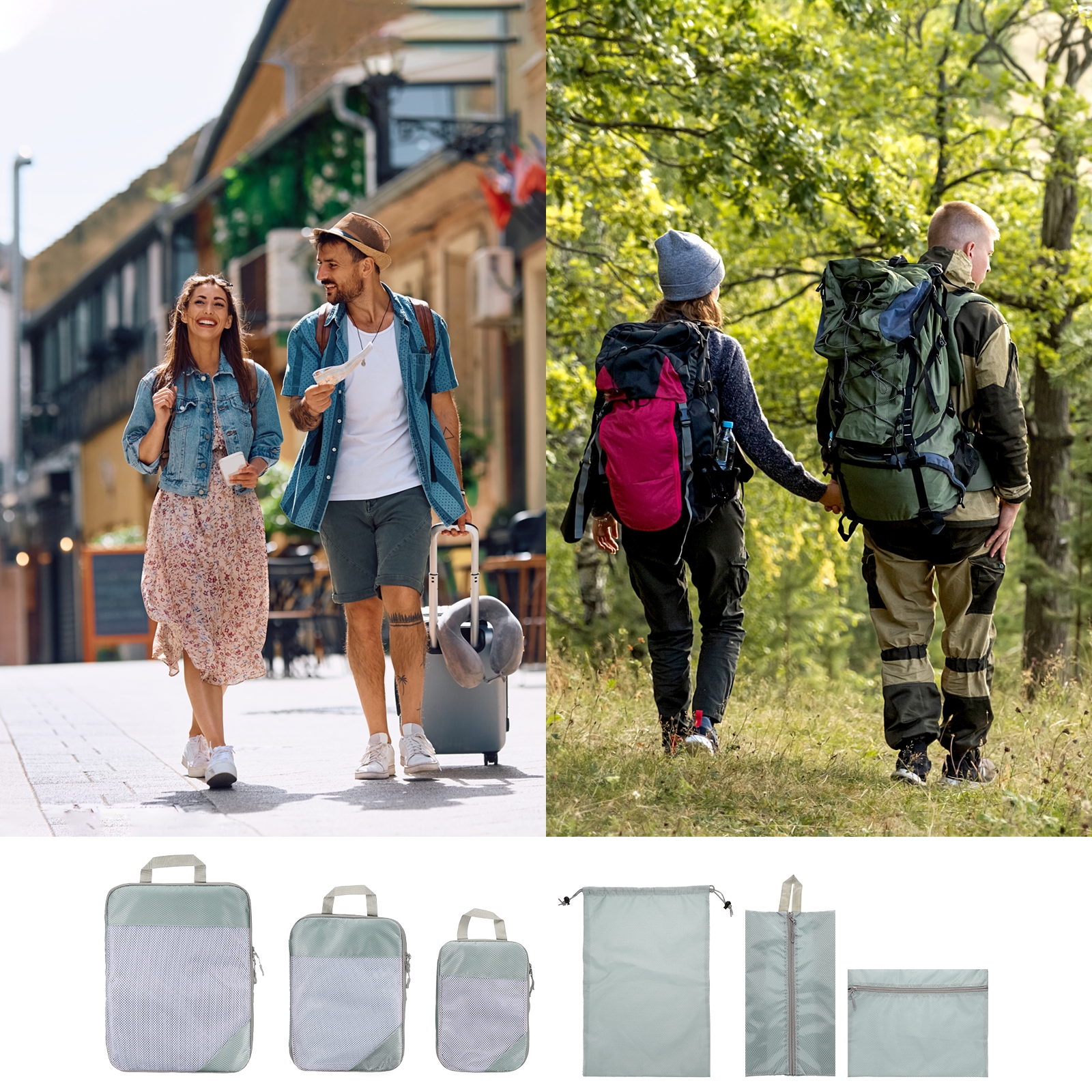 Uxcell 20cm 25cm 30cm 34cm 22cm 33cm Oxford Cloth Compression Packing Cube Travel Luggage Organizers 6 Pcs Grey