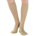 thumbnail image 1 of Made in USA - Mens Compression Stockings 30-40mmHg for Airplane - Khaki, Small, 1 of 10