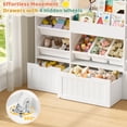 thumbnail image 5 of Hiphuta 56”W Kids Toy Storage Organizer with Bookshelf, 3 Removable Drawers & 7 Toy Boxes, Large Wood Toy Organizer for Playroom, Bedroom & Living Room, White, 5 of 7