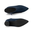 thumbnail image 4 of BLISSFUL STEP Women's Pointy Toe Side Zip Block Heel Ankle Boots Navy Blue 5.5, 4 of 7