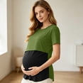 thumbnail image 5 of Hxshgdsn Womens Maternity Double Layer Nursing Top Short Sleeve Patchwork Round Neck for Breastfeeding（Green/L）, 5 of 9