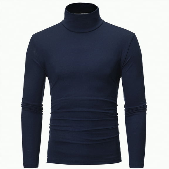 TOWED22 Men's Slim Fit Lightweight Long Sleeve Knitted Pullover Top Turtleneck Sweater T-Shirt(Navy,XXL)