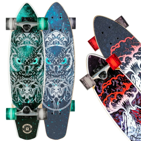 Madd Gear 28" Cruiser Skateboard for Kids, Teens & Adults – 8-Ply Maple Deck, 62 mm Wheels, 5" Aluminum Trucks – Assorted Designs Noche or Magma