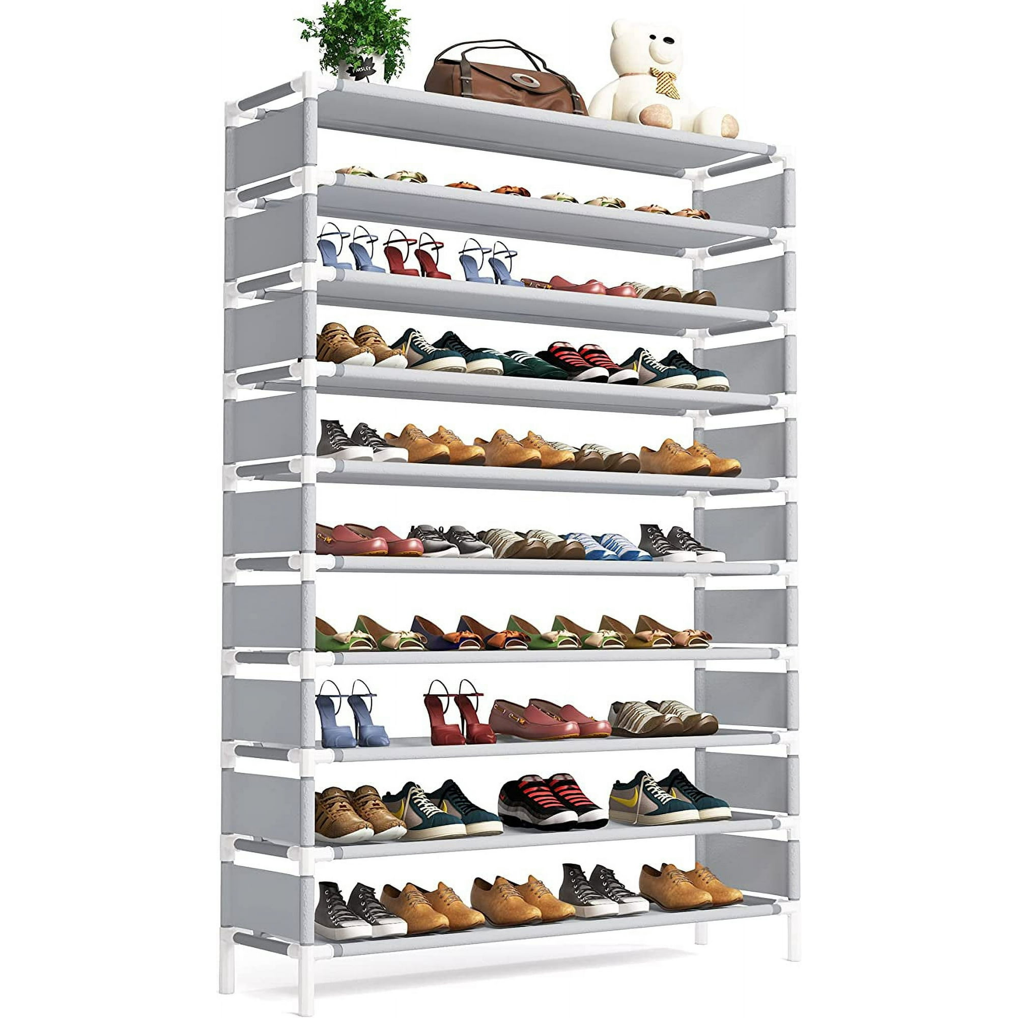 10 Tiers Shoe Rack Large Shoe Organizer Big Shoe for 50 Pairs Space Saving Closet Shoe Organizer Tall Shoe Walmart