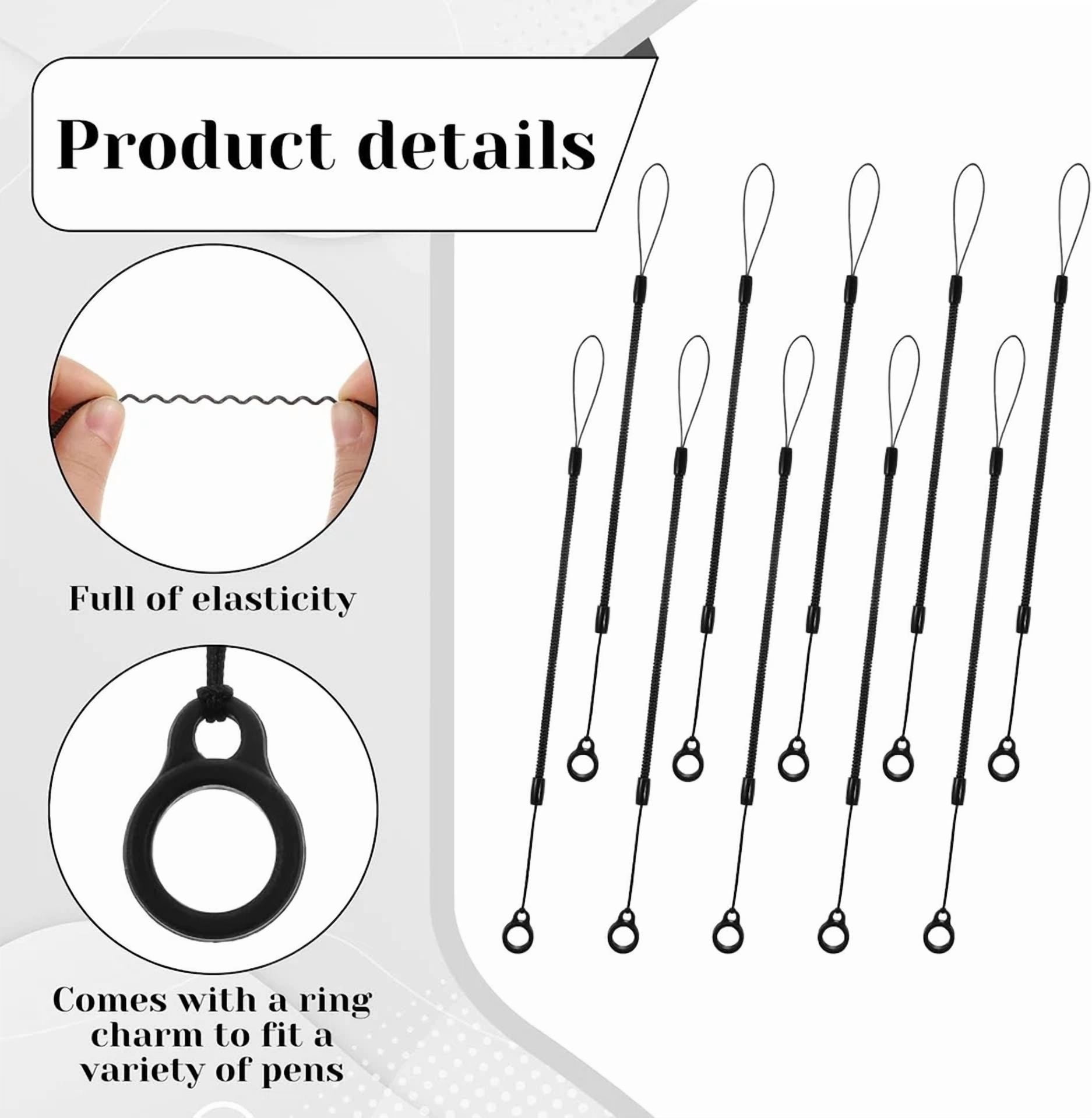 CIRCLE- 10 Pcs Pen Leash, Elastic Retractable Lanyard Tether, Plastic...