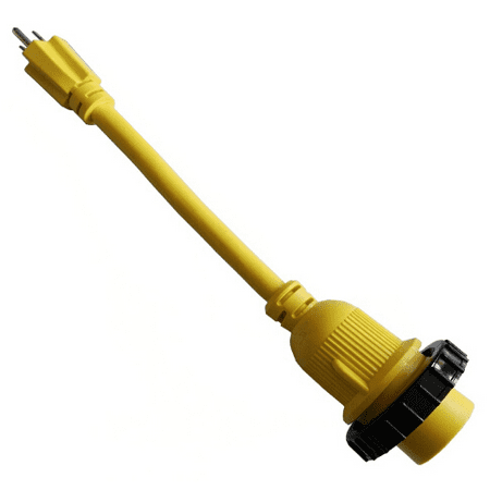 30 Marine Pole Mount Adapter - Marine 30 Amp Female to 15 Amp Male shore power pigtail adapter