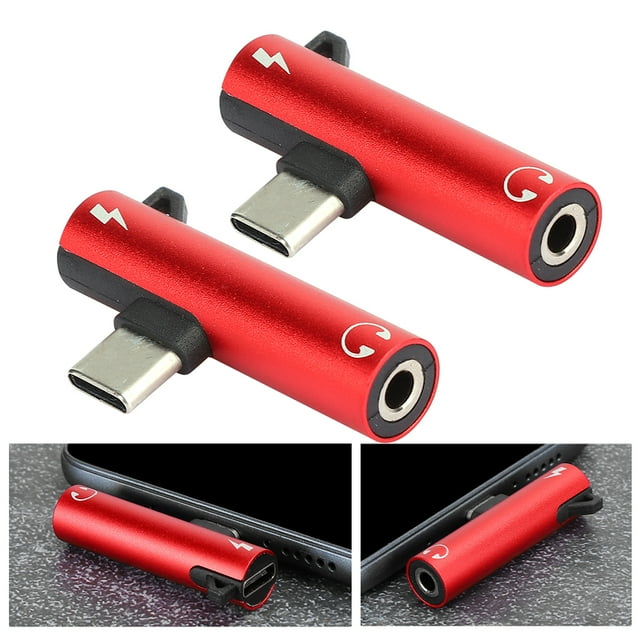 Adaptador 2 en 1 Tipo C, 2 Cable Piezas de Carga de Audio Cargador Distribuidor de Auriculares Conector de 3,5 mm Adaptador de Auriculares y Cargador para Moto Z