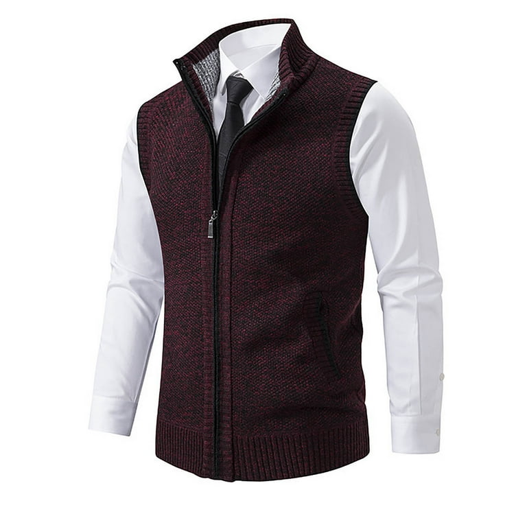 ZCFZJW Men's Sleeveless Sweater Vest V-Neck Fall Winter Casual