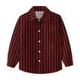 thumbnail image 7 of Baby Boy Dress Shirts Boys Striped Long Sleeve Collared Button Up Shirt with Chest Pocket School Uniform, 12-18 Months Wine 02, 7 of 7