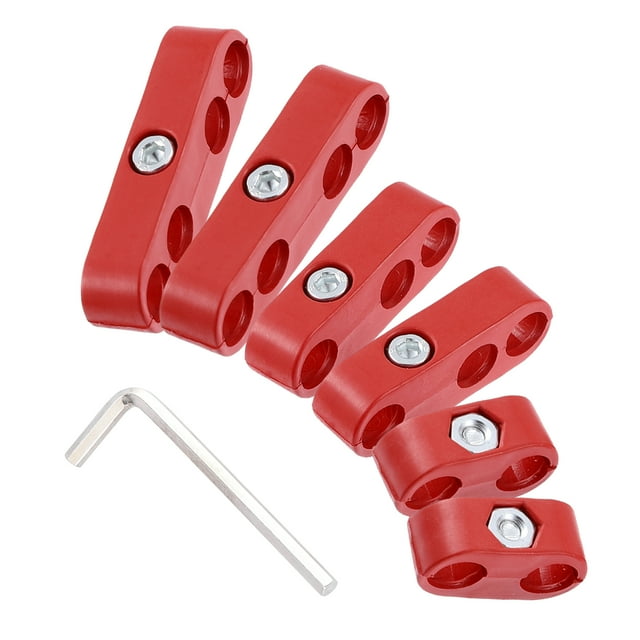 Unique Bargains 1 Set 8mm Car Engine Spark Plug Wire Separator Looms Divider Organizer Clamp Plastic Red