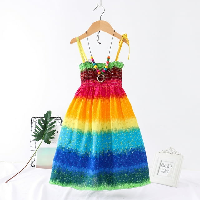 LEEy-world Robes Filles Tenues Bébé Vêtements Imprimé Feuille Plage Enfants Robe Princesse Florale Robe&Jupe Filles, Bleu
