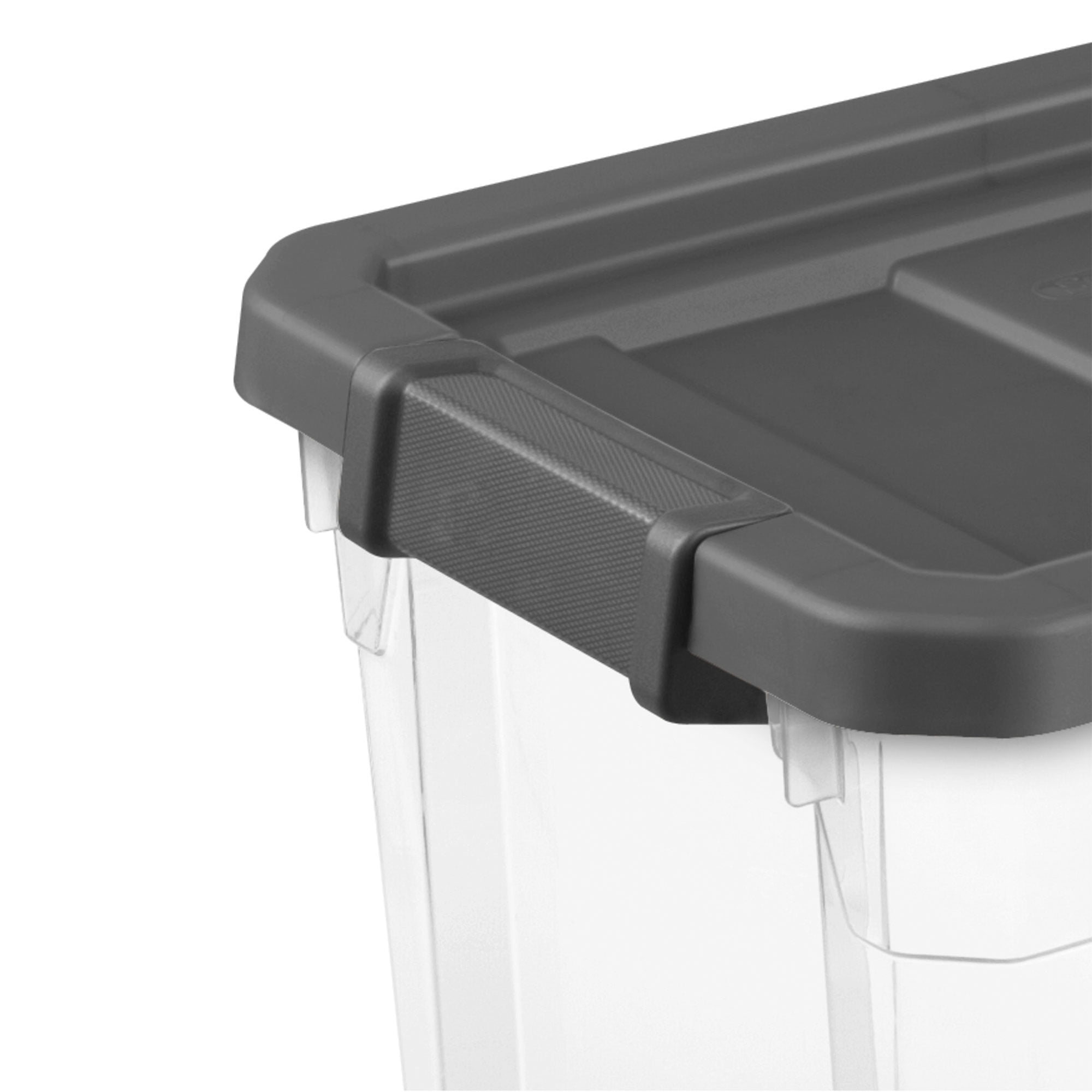 Sterilite 30 qt Clear Plastic Stackable Storage Bin w/White Latch Lid, (12 Pack) at VMinnovations