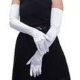 thumbnail image 6 of Fdelink Women'S Long Satin Finger Gloves Elbow Length 1920S Opera Bridal Dance Gloves Arm Sleeve (White), 6 of 8