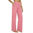 thumbnail image 2 of Wutalume Women's High Waist Straight Leg Yoga Pants, Casual Loose Fit Pants for Yoga, Pilates, Running, Lounge, Everyday,Pink XL, 2 of 5