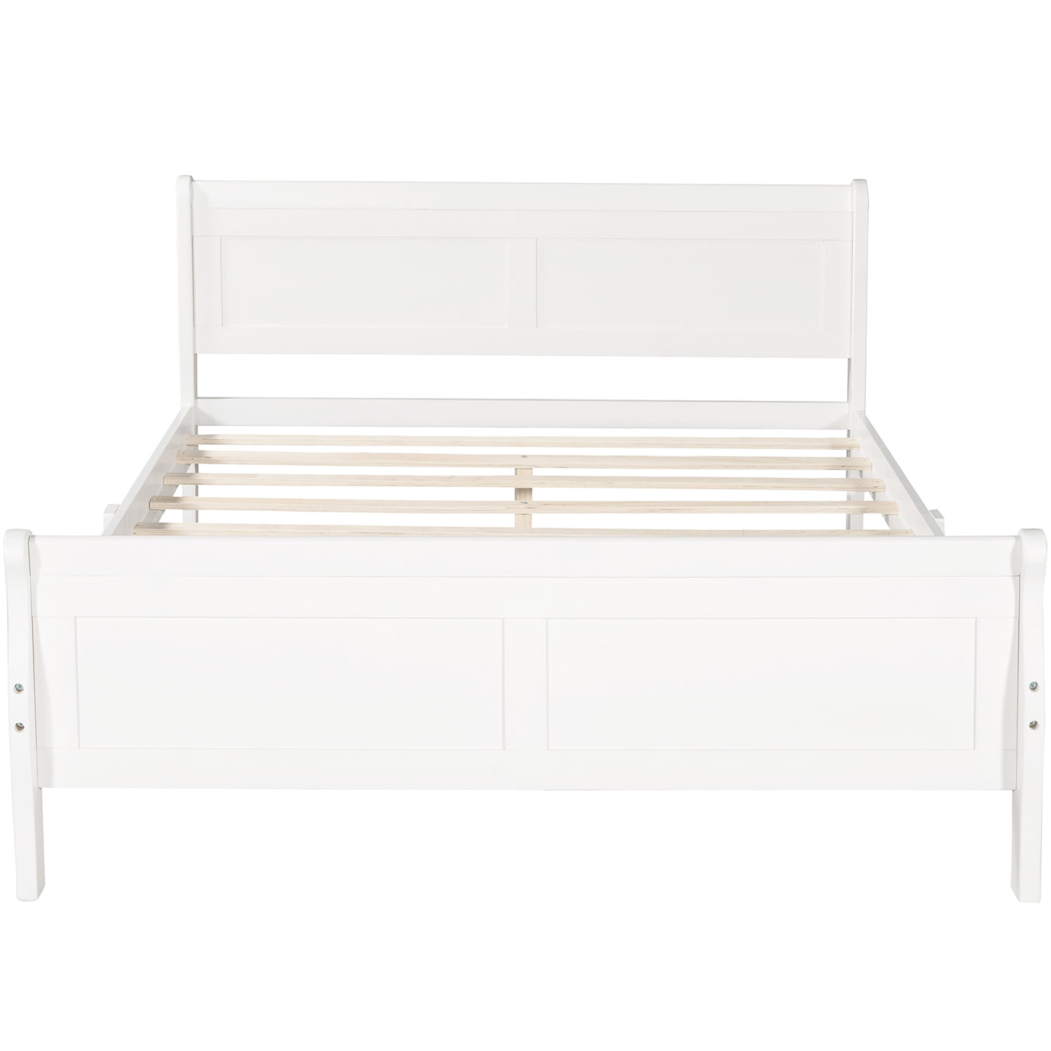 Hommoo Full Size Platform Bed Frame with Wood Headboard and Footboard, Wooden Slat Support, White