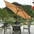 thumbnail image 6 of 9FT Outdoor Patio Umbrella, Hanging Cantilever Umbrella with 6 Steel Ribs & 1.49'' Steel Pole, Offset Umbrella with Convenient Crank System & Waterproo Polyester Canopy, Brown, 6 of 7