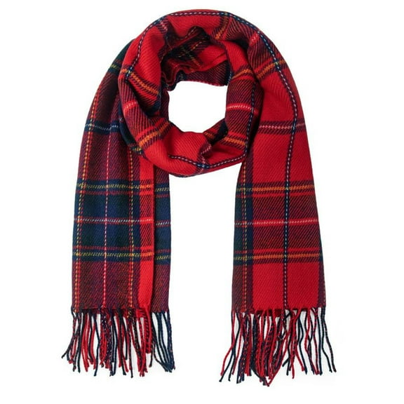 TEAJOPSUU Winter Scarf for Women Men Soft Faux Wool Tassel Scarf Winter Scarf Fashion Scarfs Colorful Plaid Long Shawl Large Scarves Christmas Gifts B-Red