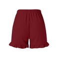 thumbnail image 7 of YMNXA Women's Summer Shorts Elastic Waisted Solid Color Straight Leg Ruffles Comfortable Fashion Shorts For Daily Wear,Rd1,L, 7 of 7