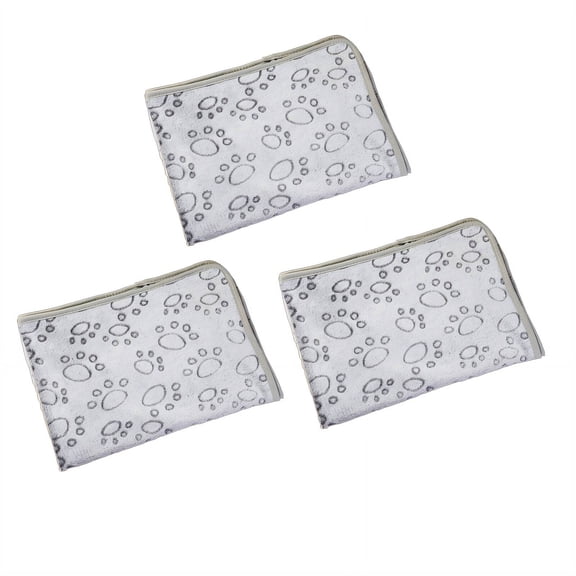 AUQ 3Pcs Dog Blanket Shed-Free Pet Blanket Travel-Friendly Dog Blanket for Couch Thoughtful Design Gray Footprint