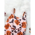 thumbnail image 4 of Wassery Kid Girls Jumpsuit Spaghetti Straps Flower/Witch Hat/Pumpkin Print Romper Toddler Bodysuits Little Girls Halloween Costume 12M-6T, 4 of 7