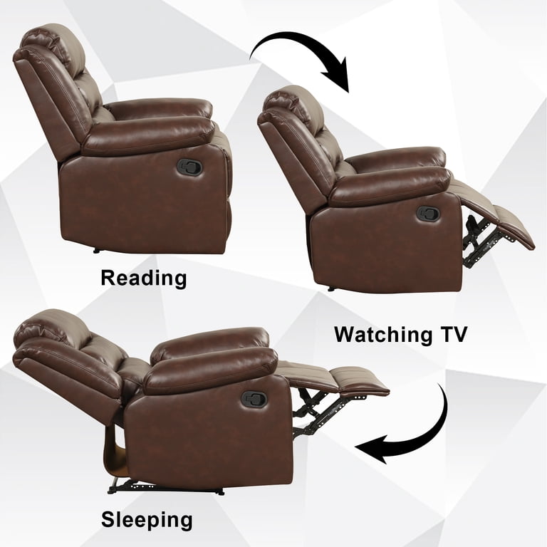 Bonzy Home Recliner Chair, Single Coffee Faux Leather photo 4