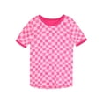 thumbnail image 2 of Sleep On It Toddler Girls 2-Piece Super Soft Jersey Snug-Fit Pajama Set with Matching Scrunchie - Checks, Pink, Size 2T, 2 of 4