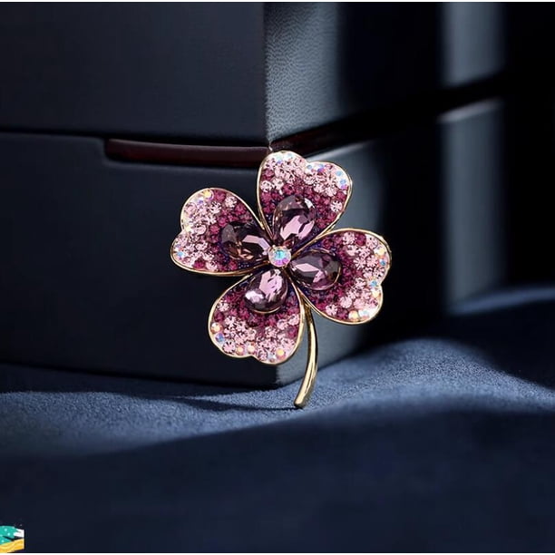 Broche de trébol de estilo artístico, accesorio de traje con temperamento de ramillete para mujer, regalo