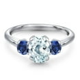 thumbnail image 3 of Gem Stone King 1.70 Ct Oval Sky Blue Aquamarine Blue Created Sapphire 925 Sterling Silver Ring, 3 of 6