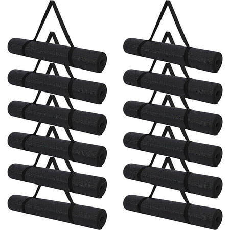 12 Pcs Bulk Yoga Mats with 12 Pcs Carrying Straps, 68 x 24 x 0.16 Inch Exercise Yoga Mat with Strap, Non Slip Fitness Mat for Yoga, Workout, Stretching (Blue)