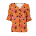 thumbnail image 4 of JOANKDMI Women Creepy Spider T Shirt Web Graphic Print V Neck Tunic Casual Bell Sleeve Shirt With Buttons for Roleplay and Spooky Halloween Party Dress Up Novelty Apparel, 4 of 7