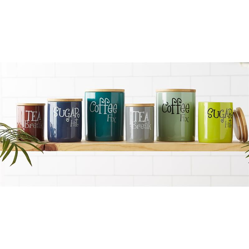 Brown Cinnamon  Coffee Sugar Tea Ceramic Canister 3 Piece