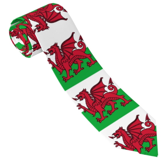 Men'S Welsh Dragon Flag Tie Fashion Causal Printed Necktie