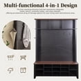 thumbnail image 3 of Wood Hall Tree Entryway with Adjustable Shelves, Mudroom Coat Rack with 16 Open Compartments, Black, 3 of 7