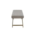 thumbnail image 3 of Benjara Cid Shia 47" Accent Bench- Tufted Gray- X Shape Brushed Brass Legs, 3 of 6