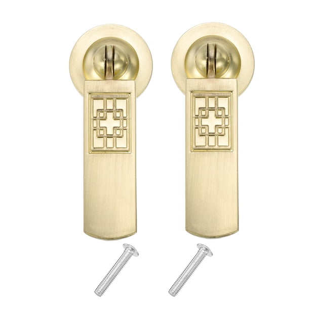Uxcell 2 Sets Chinese Hollow Drawer Pulls Single Hole 66.6mm/2.6" for Dresser Drawers, Gold Tone