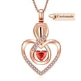 thumbnail image 5 of Personlized Heart Urn Necklace for Ashes Cremation Jewerly, Double Heart Birthstone Crystal Pendant Necklace for Women Memorial Jewelry Ashes Keepsake Lockets Holder, 5 of 7