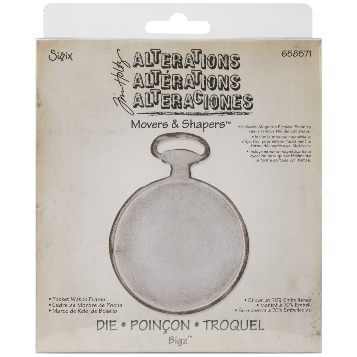 Sizzix Movers Shapers Base Die By Tim Holtz Pocket Watch - 