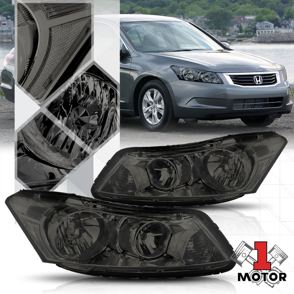 Autozensation for Honda Civic Smoke Tinted Lens OEM Style Headlights Clear Reflector
