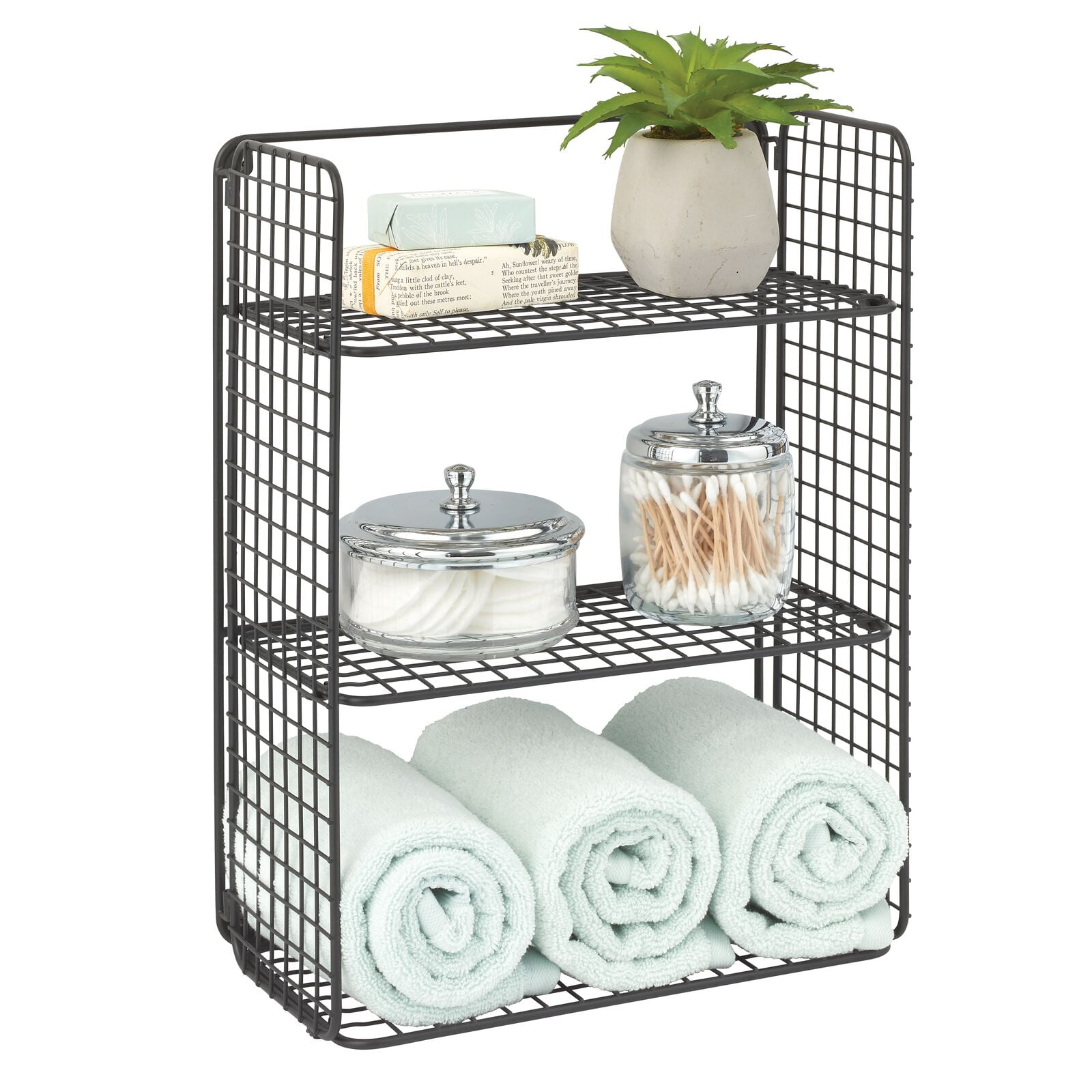 Mdesign Tall Standing Bathroom Shelf Holder Rack - 3 Metal Wire Baskets :  Target